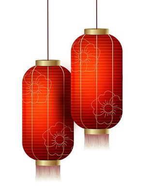 Hình ảnh đèn lồng đỏ trang trí dịp tết file vector mẫu CR495