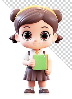 Hình ảnh cô bé học sinh 3D file PNG mẫu CR854