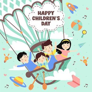 Banner trẻ em cùng nhau vui chơi khinh khí cầu file vector mẫu CR1235
