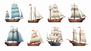 Bộ sưu tập con thuyền buồm file vector mẫu HH156