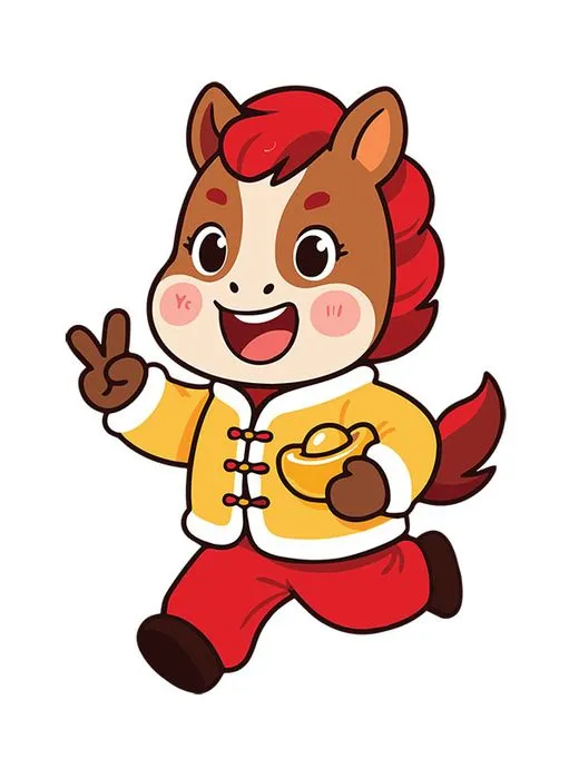 Linh Vật Ngựa Tết Vui Chơi - Minh Họa Vector Hoạt Hình EPS