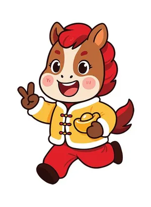 Linh Vật Ngựa Tết Vui Chơi - Minh Họa Vector Hoạt Hình EPS