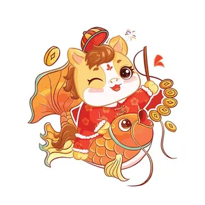 Linh Vật Ngựa Tết Bính Ngọ 2026 Cưỡi Cá Chép Vàng - Thiết Kế EPS