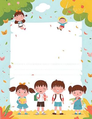 Background bé cùng nhau đi học file JPG mẫu CR203