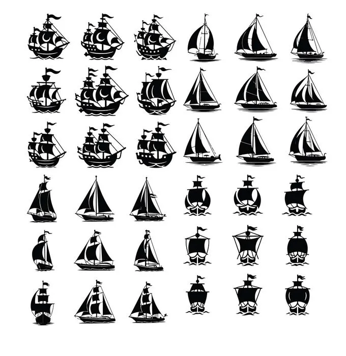 Bộ sưu tập con thuyền buồm file vector mẫu HH157