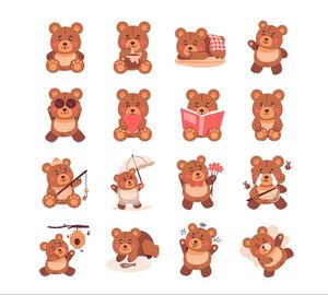 Bộ sưu tập hành động của chú gấu đáng yêu file vector mẫu CR164