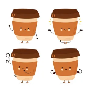 Bộ sưu tập biểu cảm của cốc cafe file vector mẫu KS781