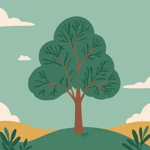 Hình ảnh cây xanh cô đơn file vector mẫu KK54
