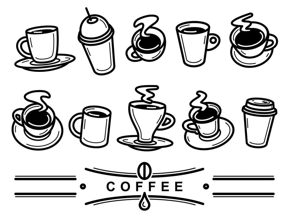 Hình ảnh cốc cafe file vector mẫu KS824
