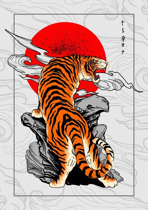 Hình ảnh bức trang ông hổ file vector mẫu CR1478
