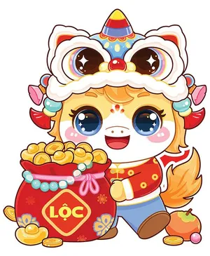 Linh Vật Ngựa Tết Nguyên Đán Dễ Thương - Minh Họa Vector EPS