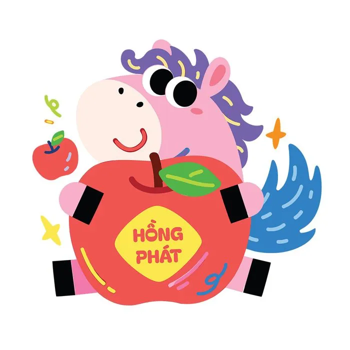 Linh Vật Tết 2026 Ngựa Con Hạnh Phúc Ôm Táo Vàng - Thiết Kế Vector