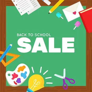 Poster sale đồ dùng học tập file vector mẫu KS292