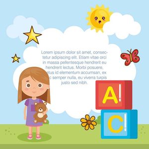 Banner cô gái học tập edu file vector mẫu CR218
