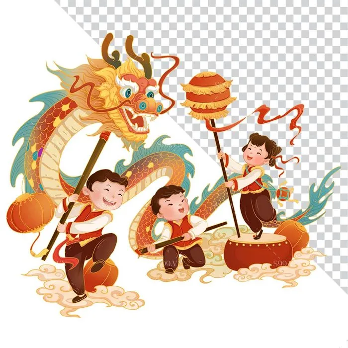 Hình Minh Họa Tết Thiếu Nhi Vui Chơi Cùng Rồng Và Lồng Đèn PNG