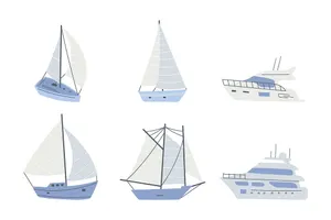 Bộ sưu tập thuyền buồm file vector mẫu HH134