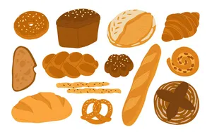 Bộ sưu tập minh họa bánh mì và bánh nướng EPS đa dạng, dễ chỉnh sửa