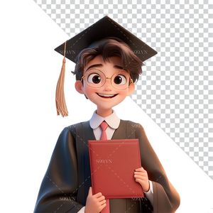 Hình ảnh cậu học sinh tốt nghiệp 3D file PNG mẫu CR817