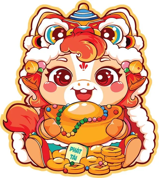 Linh Vật Ngựa Tết Nguyên Đán Dễ Thương - Minh Họa Vector EPS