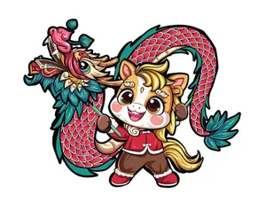 Linh Vật Ngựa Tết Cầm Múa Lân - Hình Minh Họa Vector EPS Độc Đáo