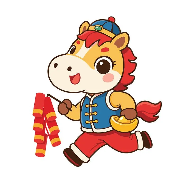 Linh Vật Ngựa Tết Vui Chơi EPS - Thiết Kế Hoạt Hình Năm Mới