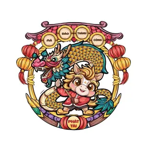 Linh Vật Ngựa Tết & Rồng Vàng - Hình Minh Họa Vector EPS Độc Đáo