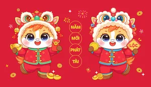 Linh vật Ngựa Tết Nguyên Đán Dễ Thương - Minh họa Vector EPS