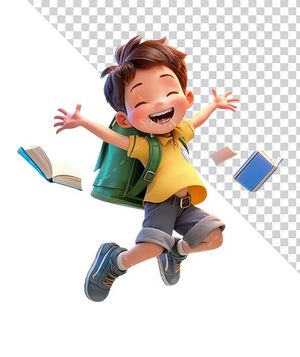 Hình ảnh cậu bé học sinh đeo cặp tới trường 3D file PNG mẫu CR801