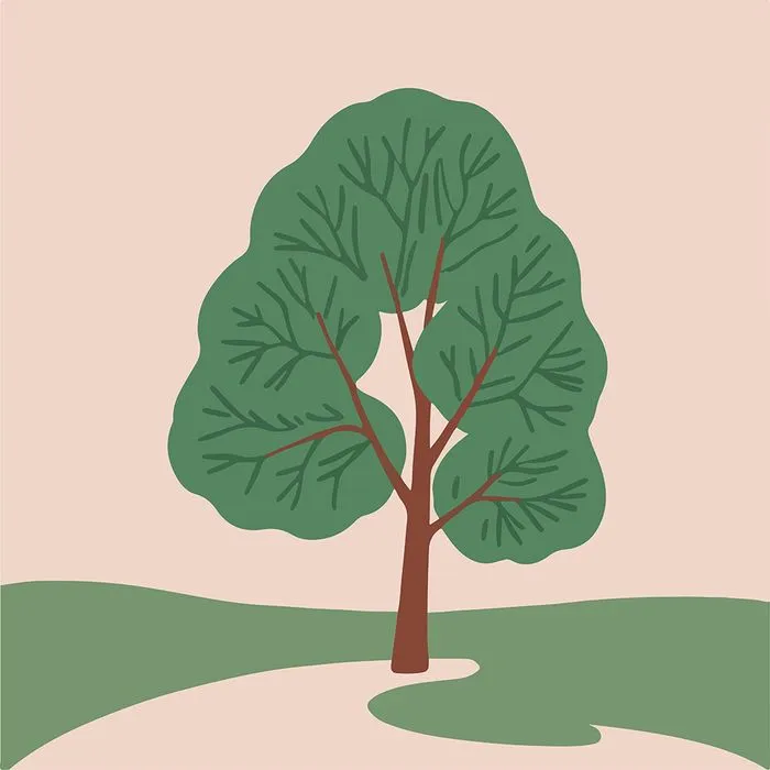 Hình ảnh cây xanh cô đơn file vector mẫu KK56