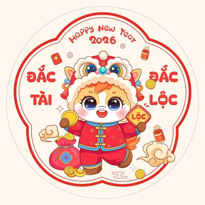 Linh Vật Ngựa Tết 2026 Đáng Yêu - Đắc Tài Đắc Lộc (Vector EPS)