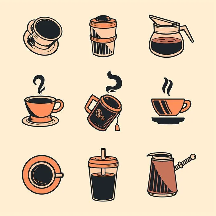 Hình minh họa cốc cafe file vector mẫu KS842