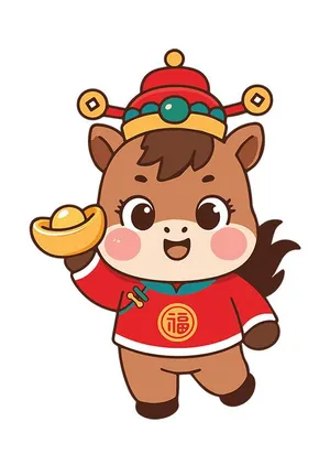 Linh Vật Ngựa Tết Vui Chơi - Minh Họa Vector EPS Độc Đáo