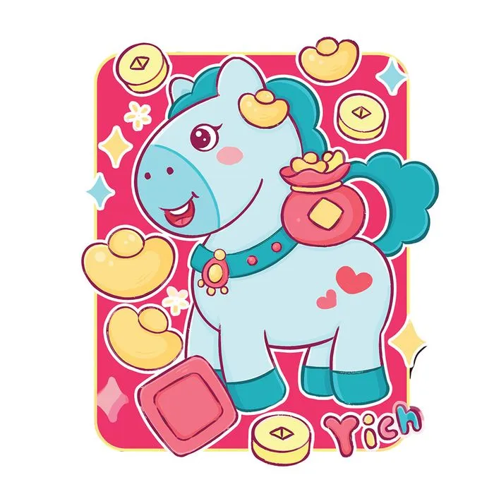 Hình minh họa ngựa Tết vector đáng yêu cho thiết kế đồ họa