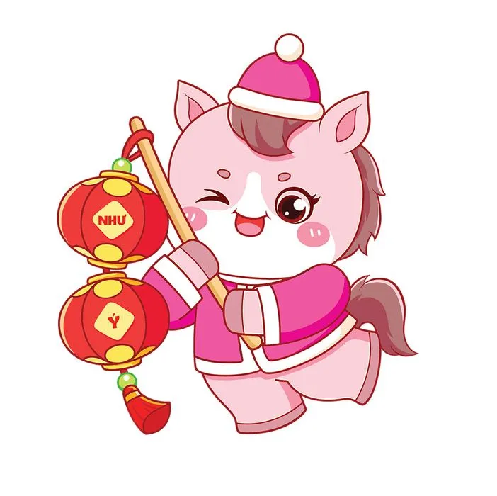 Linh Vật Ngựa Tết Dễ Thương - Hình Minh Họa Vector EPS