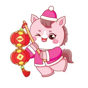 Linh Vật Ngựa Tết Dễ Thương - Hình Minh Họa Vector EPS