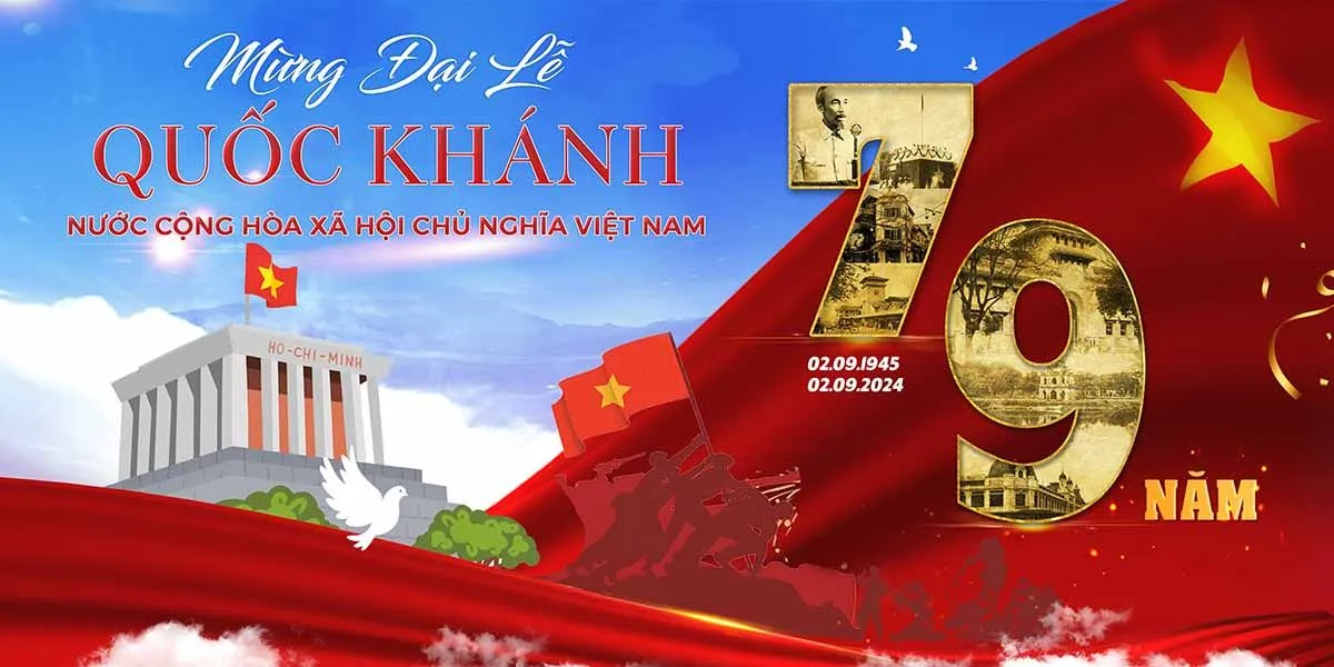 Banner chào mừng ngày quốc khánh 2-9 file PSD mẫu KT18