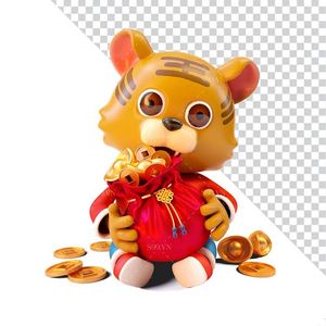Hình ảnh chú hổ thần tài file PNG mẫu CR1057