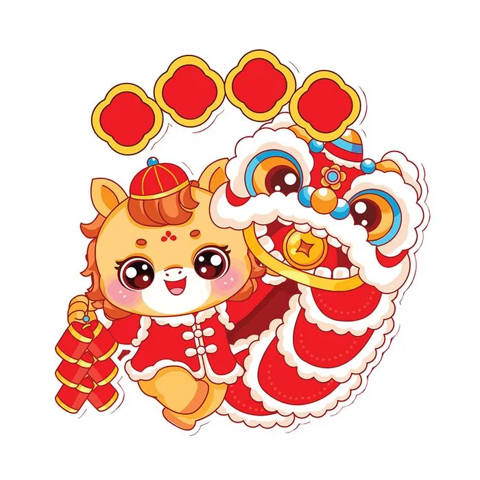 Linh Vật Ngựa Tết & Múa Lân EPS – Thiết Kế Đồ Họa Vector Hoạt Hình