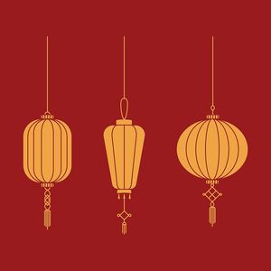 Hình ảnh bộ 3 đèn lồng trang trí dịp tết file vector mẫu CR494