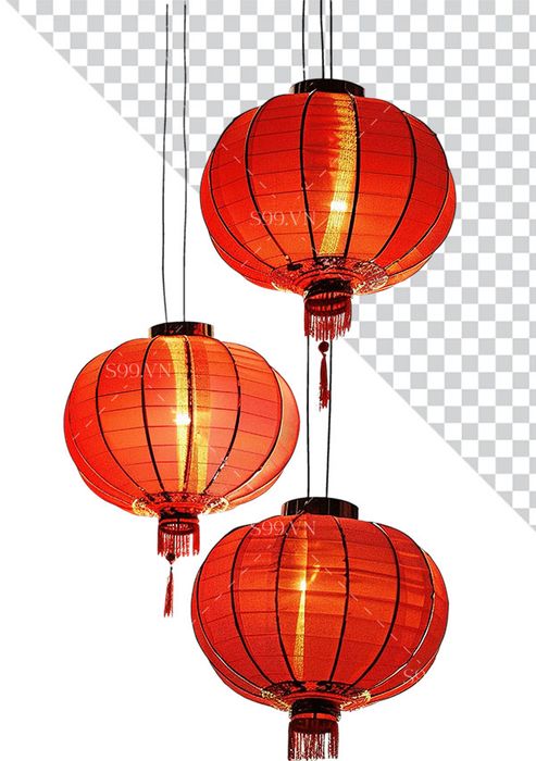 Hình ảnh đèn lồng hình tròn màu đỏ file PNG mẫu CR541