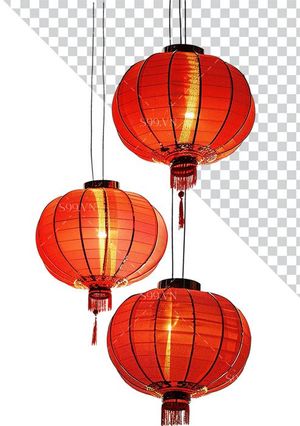 Hình ảnh đèn lồng hình tròn màu đỏ file PNG mẫu CR541