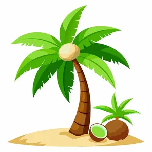 Hình ảnh cây dừa file vector mẫu KS691