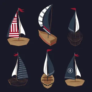 Bộ sưu tập thuyền buồm file vector mẫu HH132