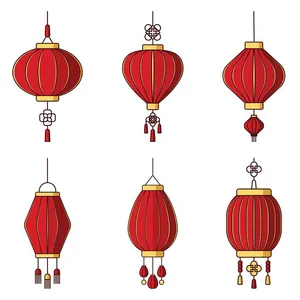 Hình ảnh đèn lồng đỏ file vector mẫu KS779
