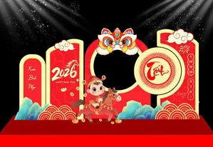 Backdrop Tết 2026 Xuân Bính Ngọ Bé Trai Cưỡi Ngựa May Mắn - CDR