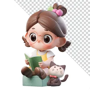 Hình ảnh cô bé đang ngồi đọc sách file PNG mẫu CR1714