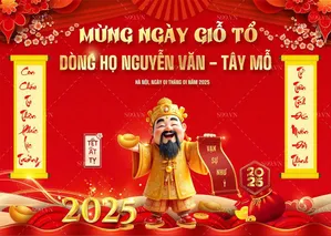Banner Tết 2025 - Mừng Ngày Giỗ Tổ - Phong Cách Tài Lộc May Mắn
