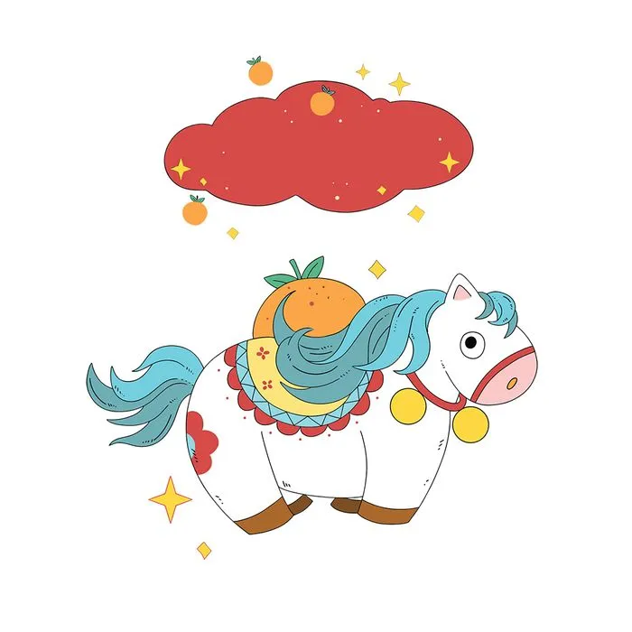 Ngựa Linh Vật Tết Nguyên Đán Dễ Thương - Minh Họa Vector EPS