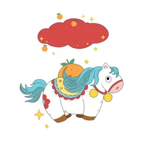 Ngựa Linh Vật Tết Nguyên Đán Dễ Thương - Minh Họa Vector EPS