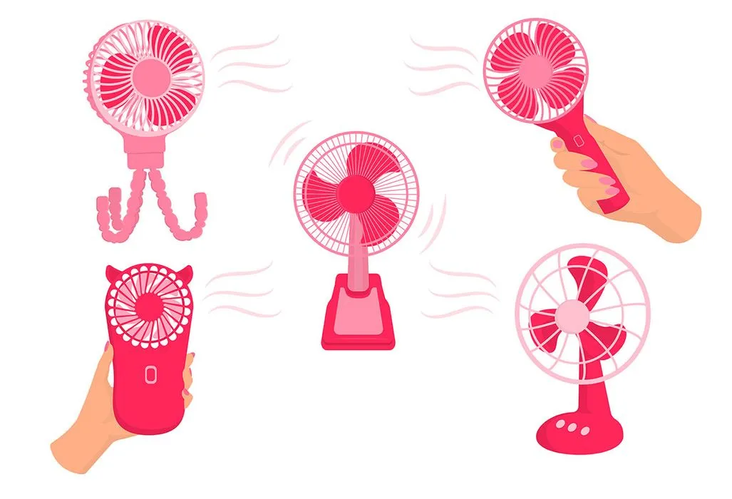 Hình ảnh cái quạt màu đỏ cầm tay file vector mẫu OC14